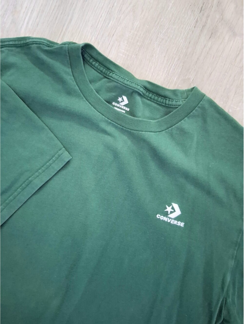 Converse Men's Classic Green Brand Logo Short Sleeve Crew Neck Cotton T-Shirt